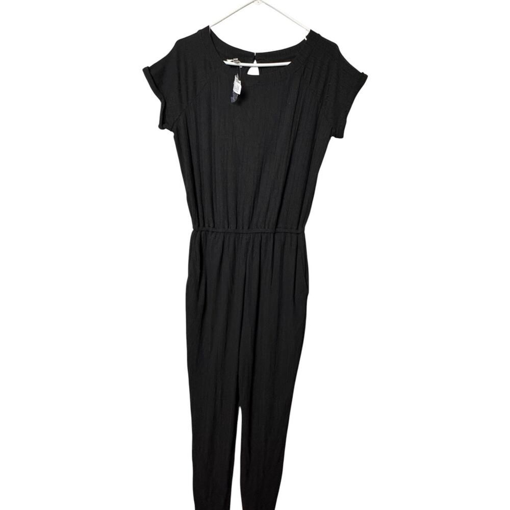 Maurices Women's Black Short Sleeve Soft Cozy Jogger Style Jumpsuit Sz XS NWT